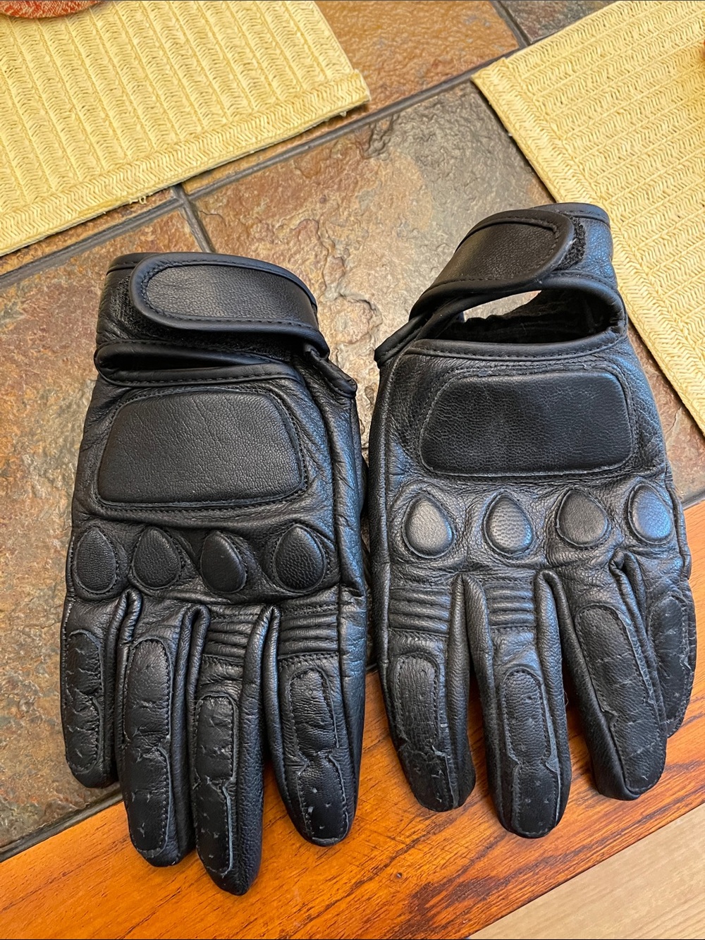 Black Leather Men’s Protective Gloves